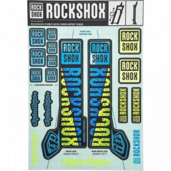 Troy Lee Designs 35mm Blue/Yellow Sticker Kit for Pike, Lyrik, Yari, Domain, Revel MY18 - 1