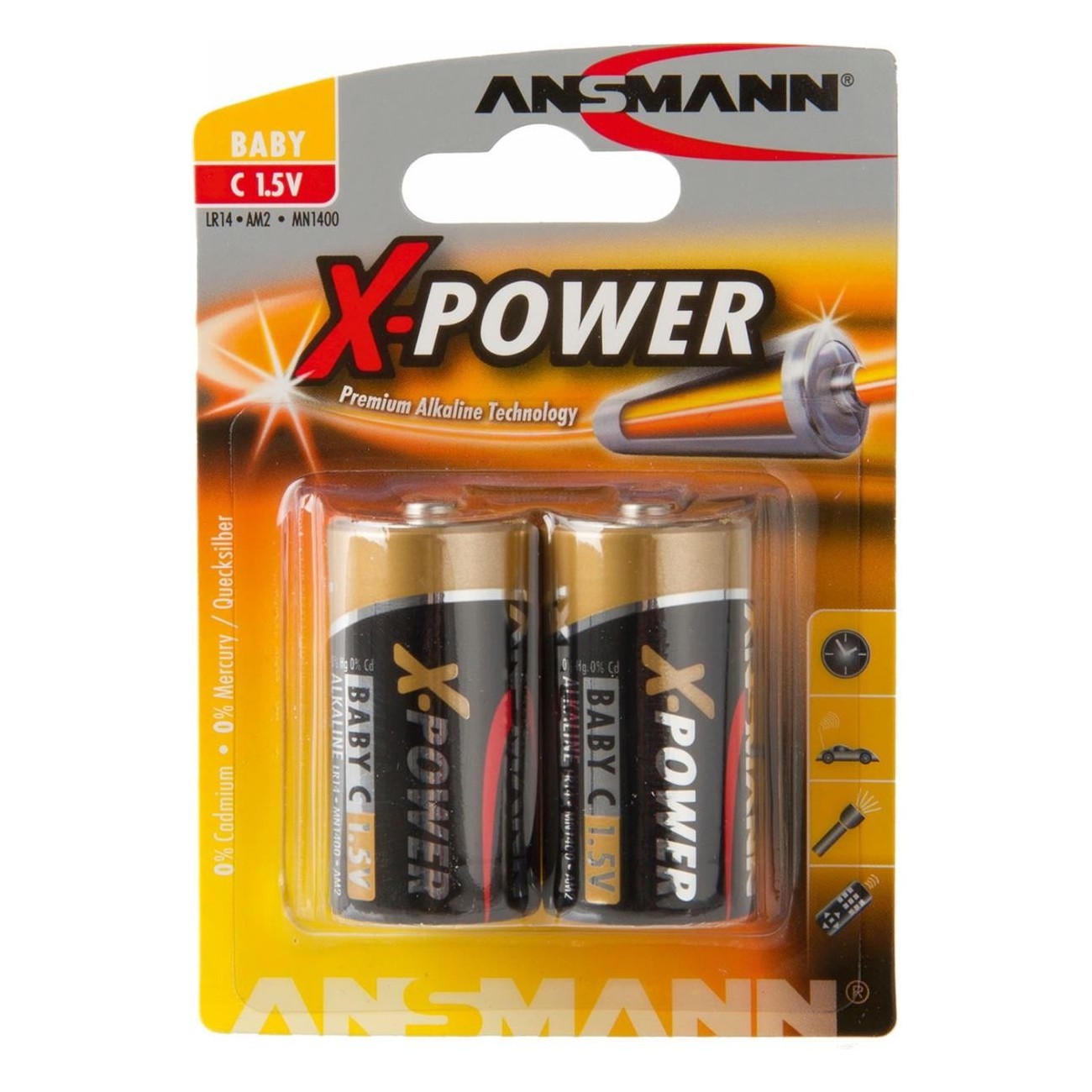 Alkaline Batterien C LR14 1.5V - 2er Set im Blister - 2