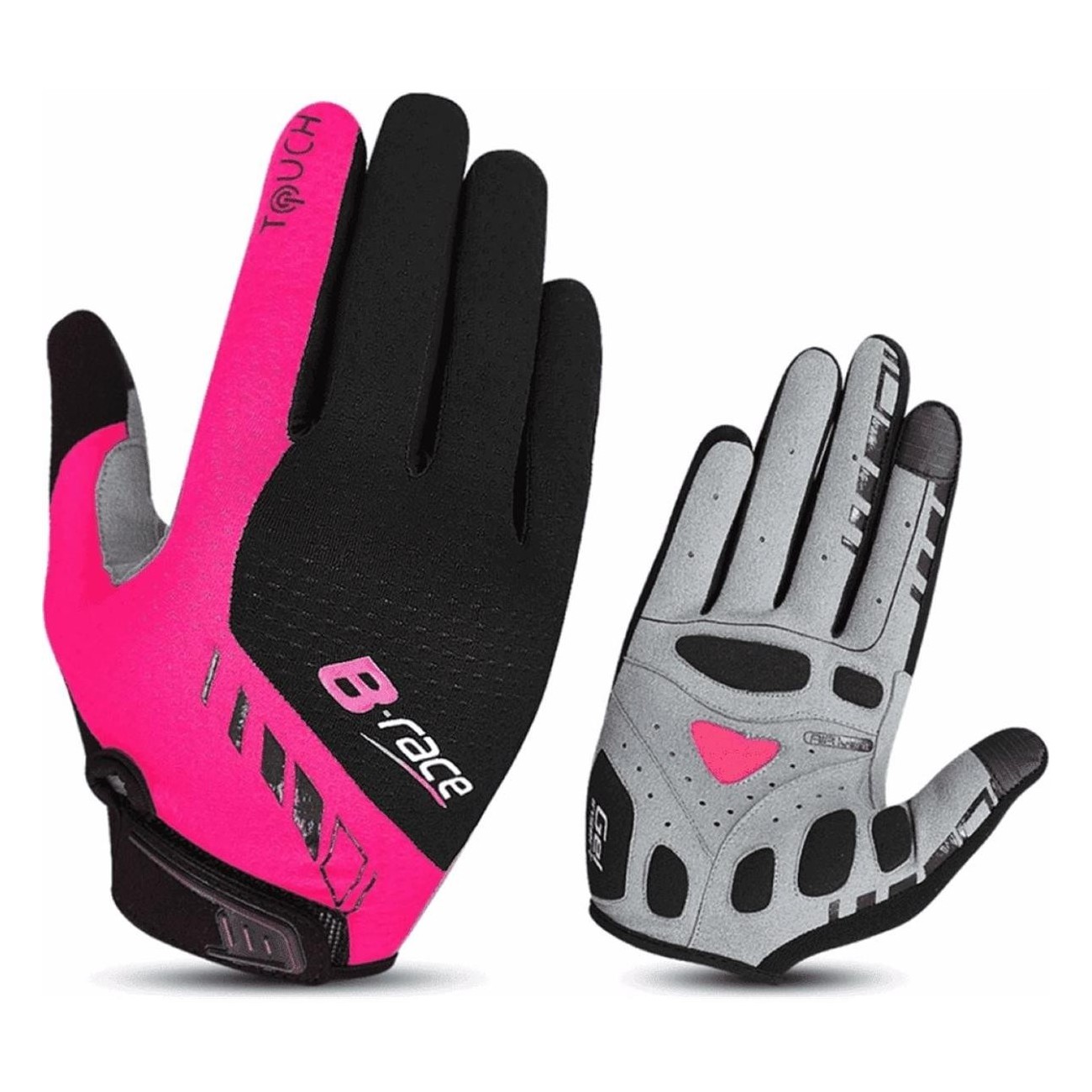 Gants Longs d'Été Bump Gel Pro Noir/Fuchsia avec Gel et Ventilation - Taille S - 1