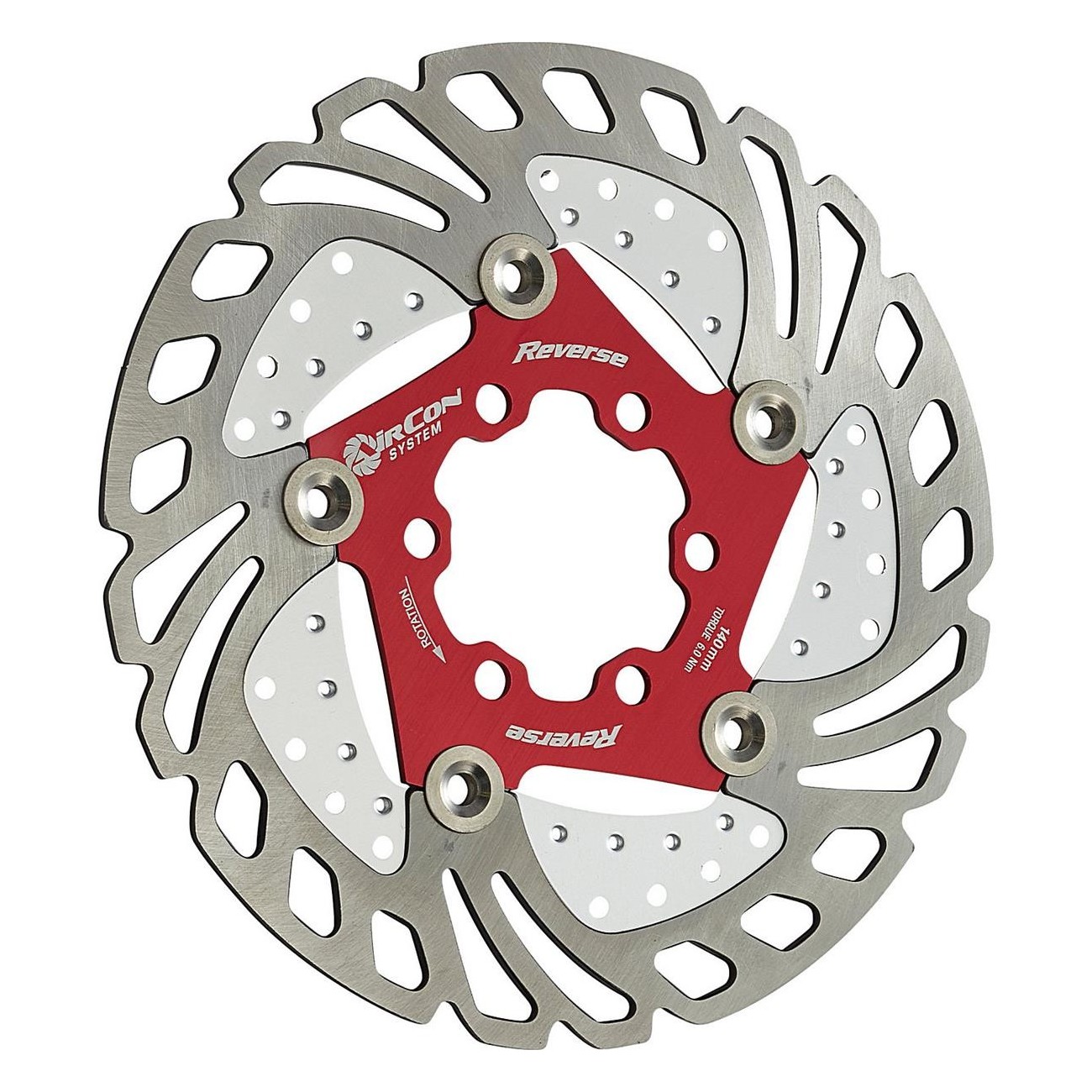 AirCon Reversible Brake Disc Ø140mm Red with Innovative Cooling System - 1