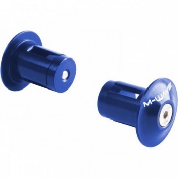 M-WAVE Blue Anodized Aluminum Handlebar Plugs for 17.5-19.5 mm Diameter - 1