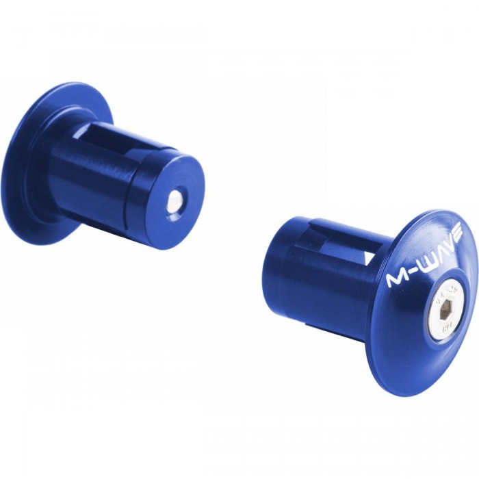 Coppia di Tappi Manubrio M-WAVE in Alluminio Anodizzato Blu per Diametro Interno 17,5-19,5 mm con Vite in Acciaio Inox - 1 - Tap