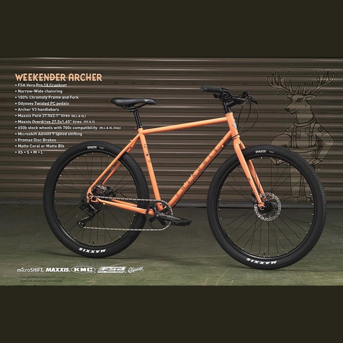 Fairdale Weekender Archer XS Coral Matte Bike - Chromoly Frame, Promax Brakes - 1