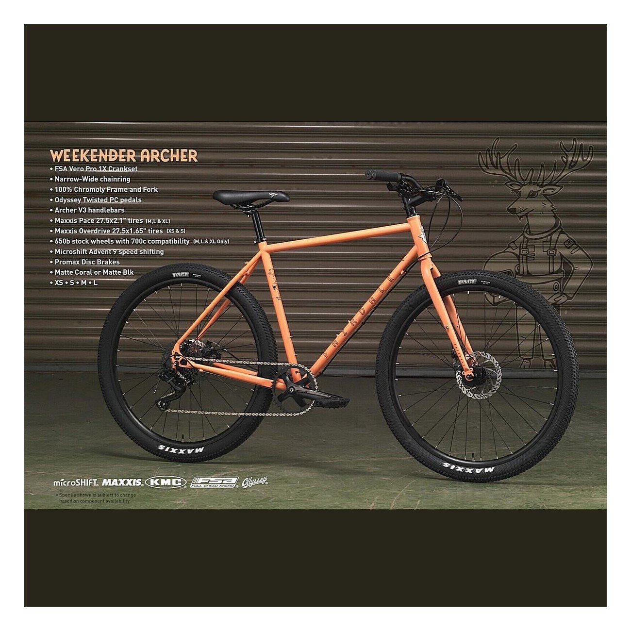 Fairdale Weekender Archer XS Coral Matte Bike - Chromoly Frame, Promax Brakes - 1