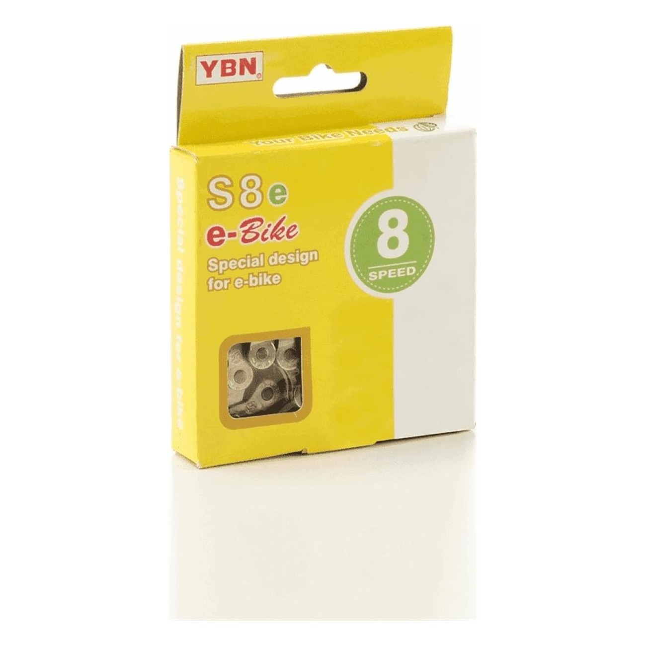 Cadena Reforzada YBN S8E para E-bike 8 Velocidades - 136 Eslabones - 1