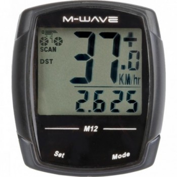 Computadora para bicicleta M-Wave M12, 12 funciones, negra, sin herramientas - 1