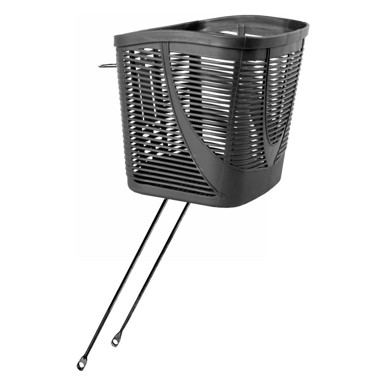 Black Plastic Bicycle Basket 33x25x25.5 cm with Fixed Handlebar Mount for 26' & 28'' - 1