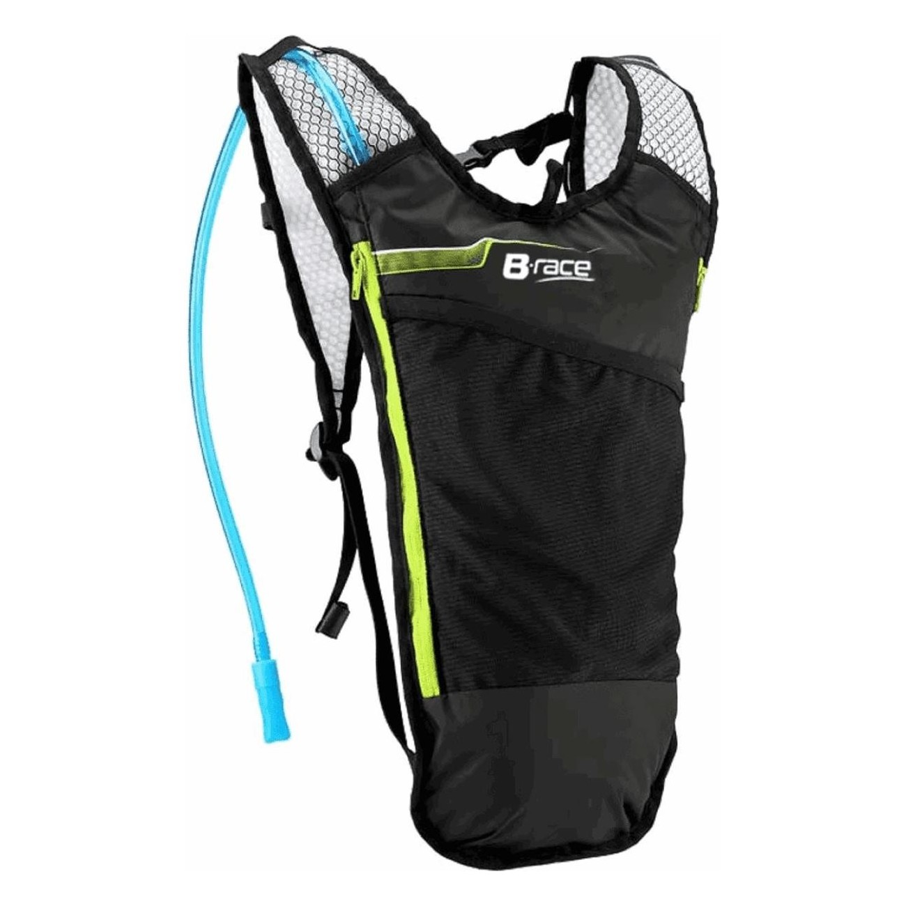 B-RACE 5L Hydration Backpack with 2L Liquid Bladder, Black/Lime, Polyester - 1