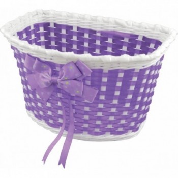 Panier avant pour vélo fille en plastique lilas avec attaches - 1