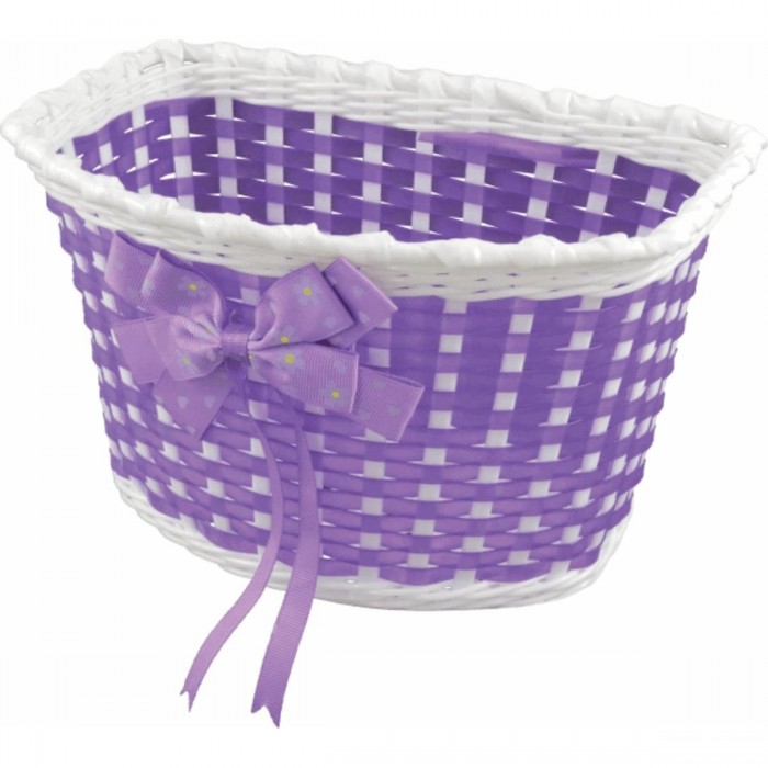 Front Basket for Girls' Bicycle in Lilac Plastic with Fastening Straps - 1