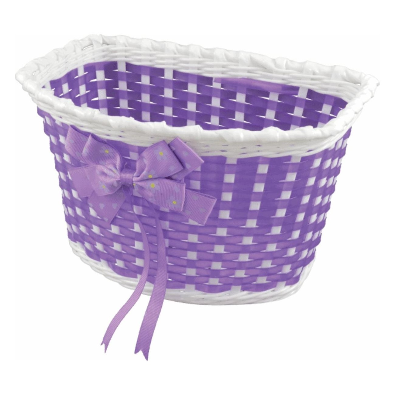 Panier avant pour vélo fille en plastique lilas avec attaches - 1