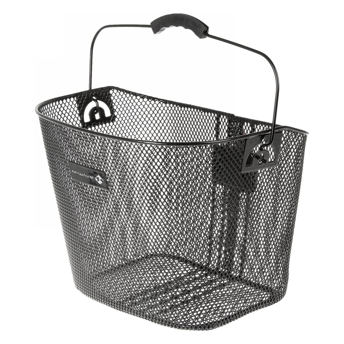 M-Wave Black Steel Handlebar Basket with Ergonomic Stem Clip - 1