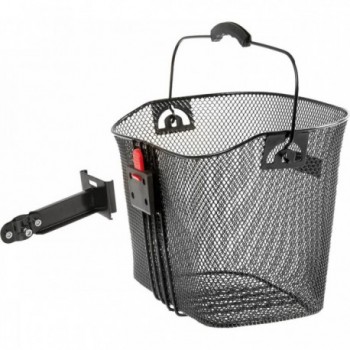 M-Wave Black Steel Handlebar Basket with Ergonomic Stem Clip - 3