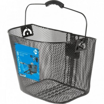 M-Wave Black Steel Handlebar Basket with Ergonomic Stem Clip - 4