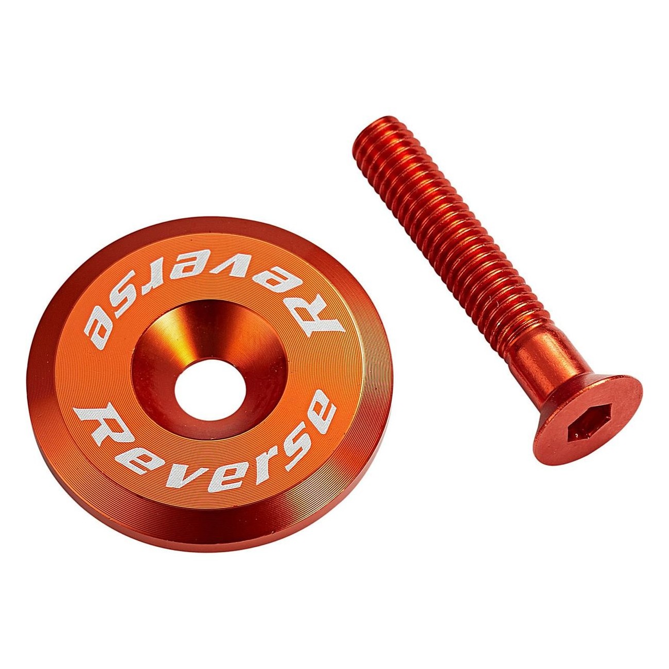 Aluminum Reverse Ahead Cap with Orange Screw M6 x 32 mm for Bicycle - 1