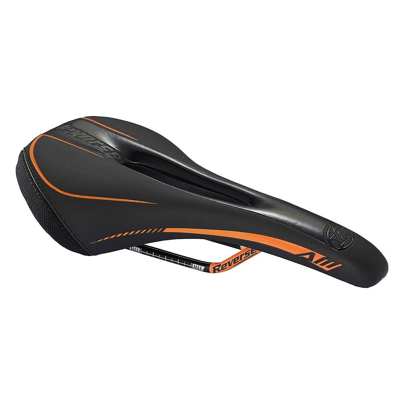 Reverse AM Ergo Sattel Schwarz-Orange für Komfort und Leistung im XC, Enduro und All Mountain - 1