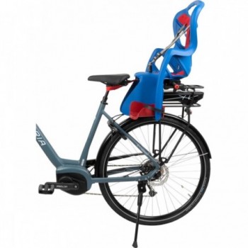 Siège de vélo pour enfants bleu clair, montage sur porte-bagages, jusqu'à 22 kg, sécurité certifiée DIN EN 14344 - 2