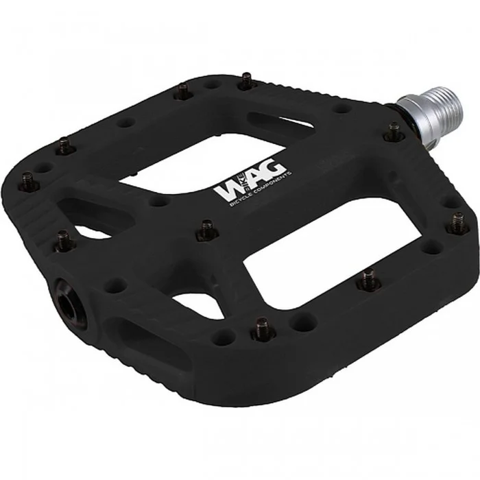 Black Flat MTB Pedals in Composite Resin with Chromoly Axle and 10 Pins per Side - 1