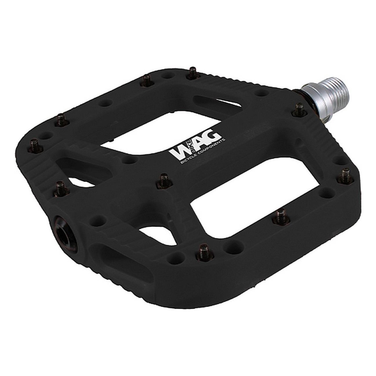 Black Flat MTB Pedals in Composite Resin with Chromoly Axle and 10 Pins per Side - 1