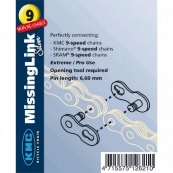 KMC 10-Speed Rustproof Silver Quick Link for E-Bike - 2 Pairs - 1