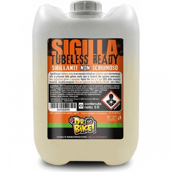 Sigillante Dr.bike 5L per Pneumatici Tubeless Ready - Ripara Fori fino a 5mm - 1 - Lattice sigillante - 8005586229656