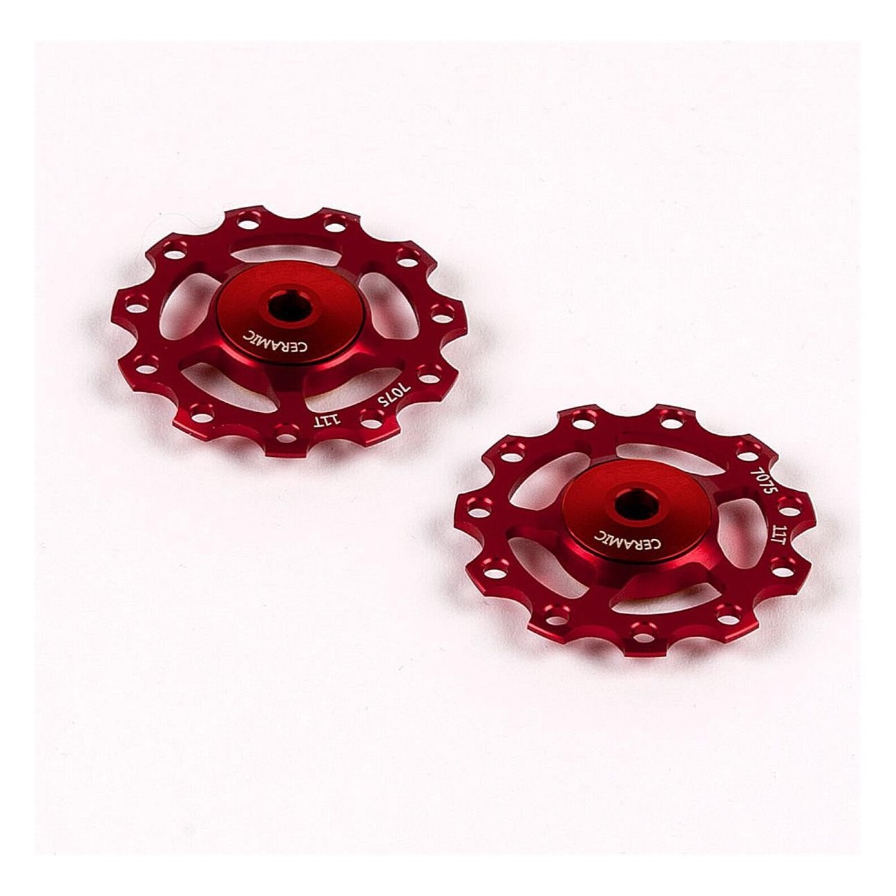 Puleggia in Ceramica Rossa per Deragliatori 9/10/11v - Compatibile con Shimano e SRAM - 1 - Pulegge - 4712910908135