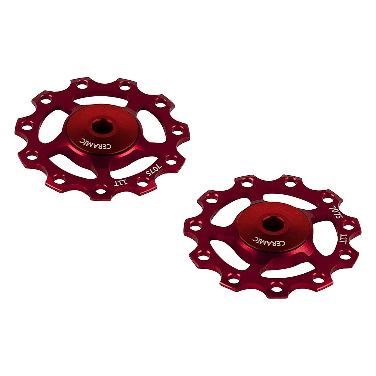 Red Ceramic Pulley for 9/10/11 Speed Derailleurs - Compatible with Shimano & SRAM - 2