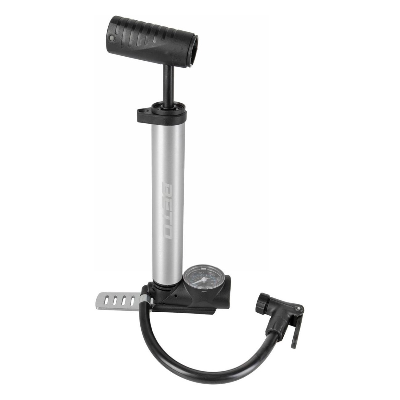 Mini-Pumpe BETO 2 in 1 mit Manometer, Aluminium Silber/Schwarz, 125 PSI - 2