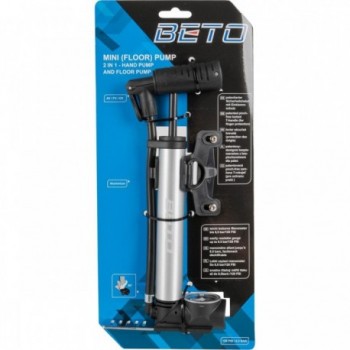 Mini Bomba BETO 2 en 1 con Manómetro, Aluminio Plata/Negro, 125 PSI - 3