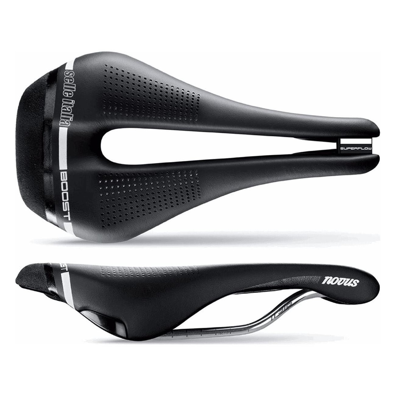 Selle Italia Novus Boost Superflow Black 146x256mm L3 - TI 316 Rail, 245g - 1