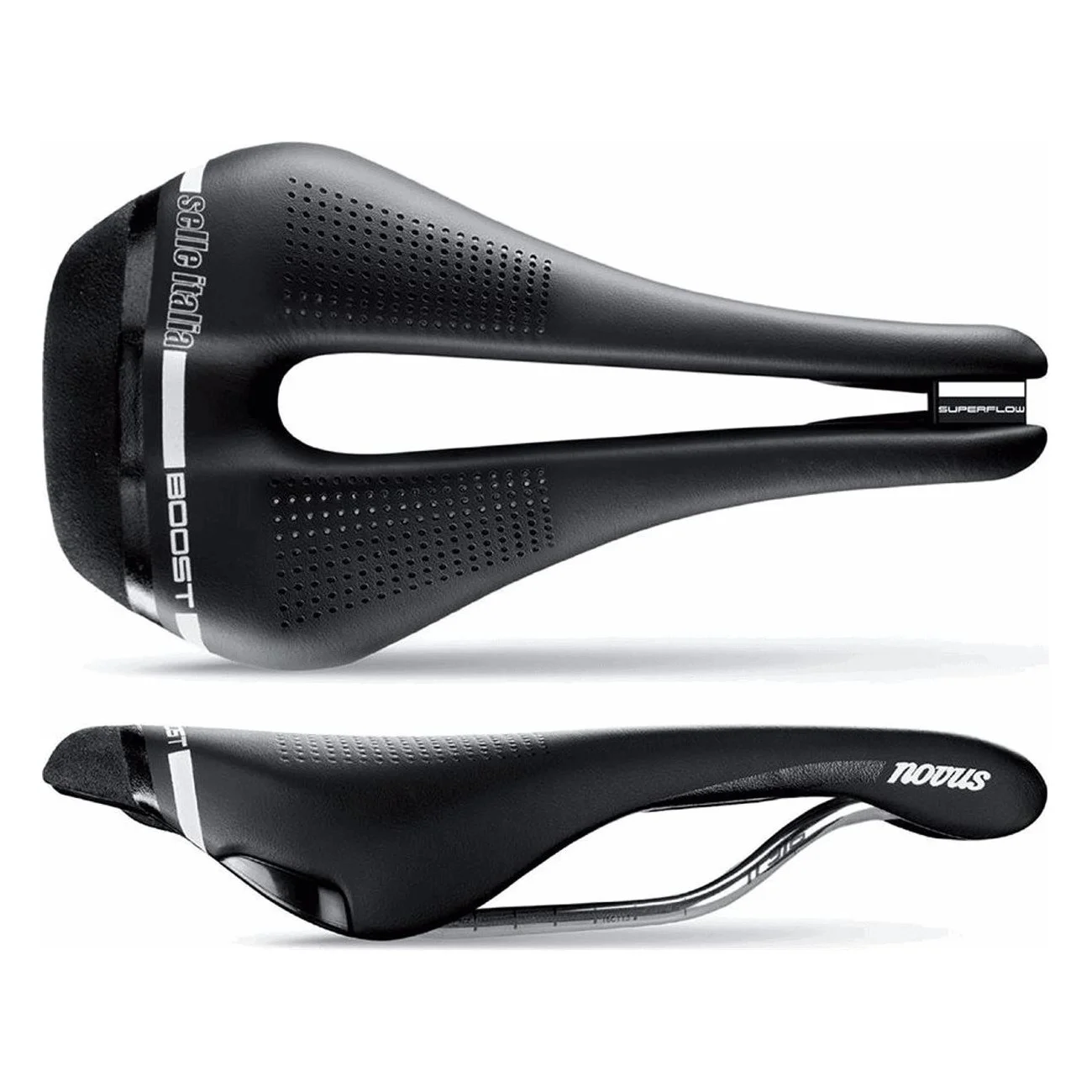 Sella Novus Boost Superflow Nero 146x256mm L3 - TI 316 Rail, 245g - Selle Italia - 1 - Selle - 8030282485419