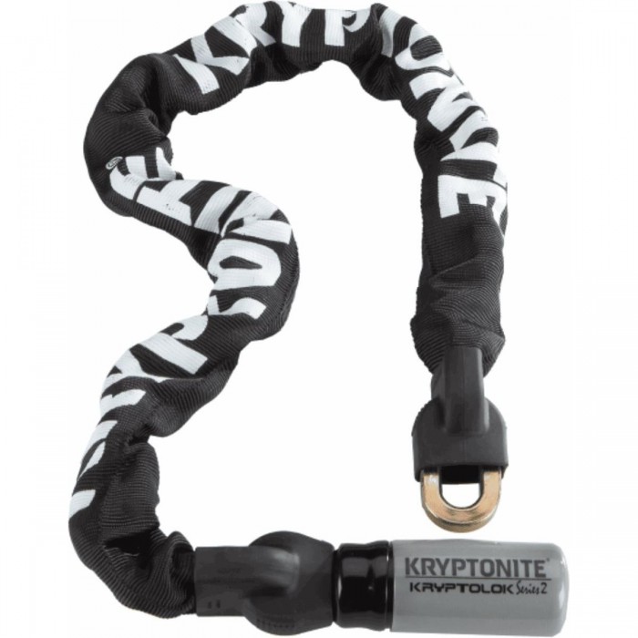 Kryptolok Series 2 Chain with Key, 1200mm x 9mm, Silver/Black - Bike Lock - 1