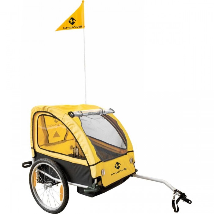 M-Wave Stalwart Kid 2 Bike Trailer for Kids and Luggage, Yellow, 20kg - 1