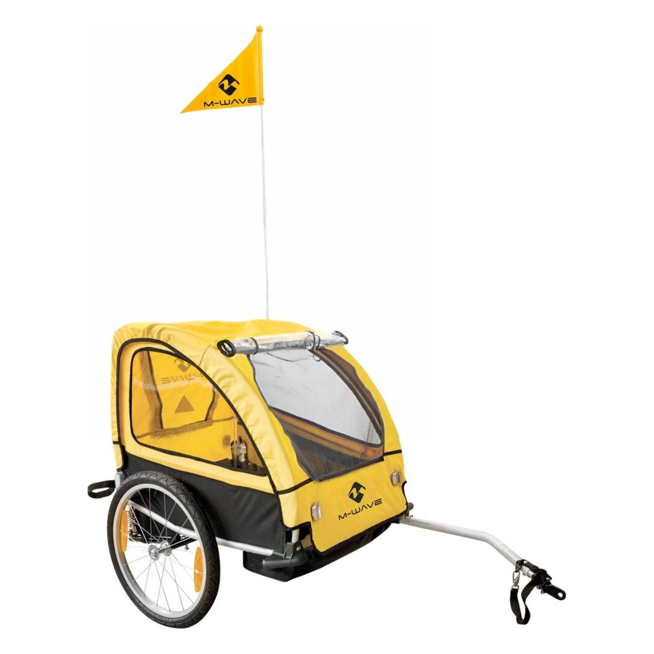 M-Wave Stalwart Kid 2 Bike Trailer for Kids and Luggage, Yellow, 20kg - 1