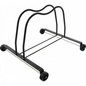 Black Steel Bicycle Display Stand with Adjustable Wheels and Scratch Cover - 1