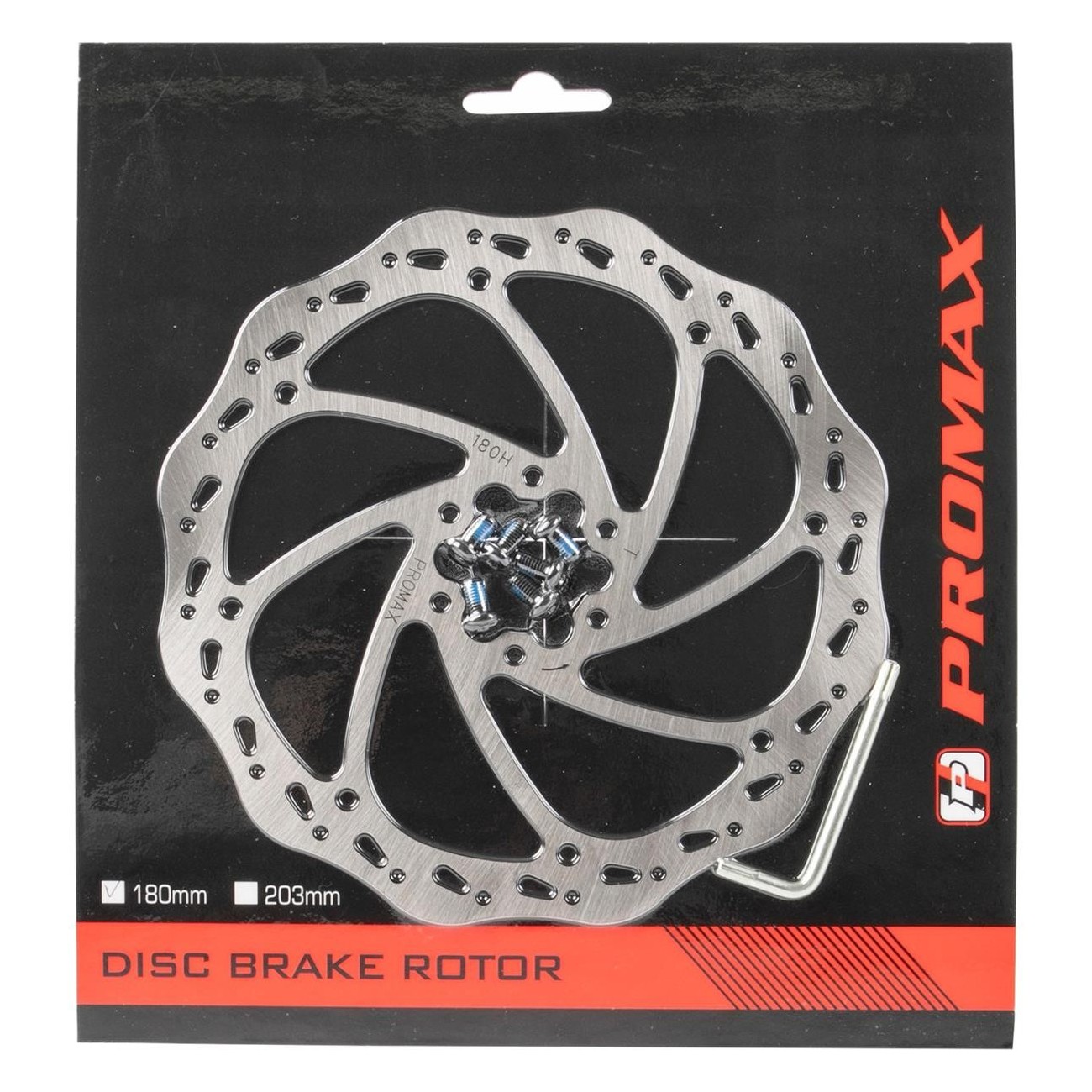 Promax 180 mm Brake Disc with Bolts and Torx Key, Front and Rear - 3