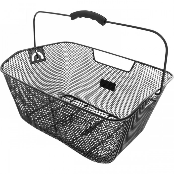 M-WAVE Black Wire Basket 41.5x30.5x17 cm with Fine Mesh and Plastic Handle - 1