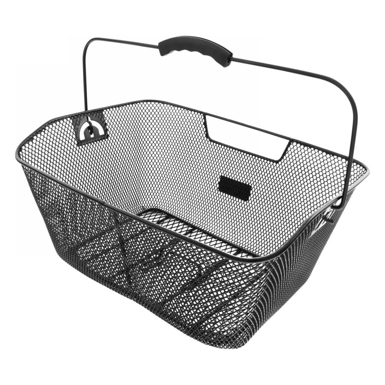 M-WAVE Black Wire Basket 41.5x30.5x17 cm with Fine Mesh and Plastic Handle - 1