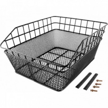 Rectangular Rear Basket 39x31x17 cm in Black Steel with MVTEK Mounting Kit - 1