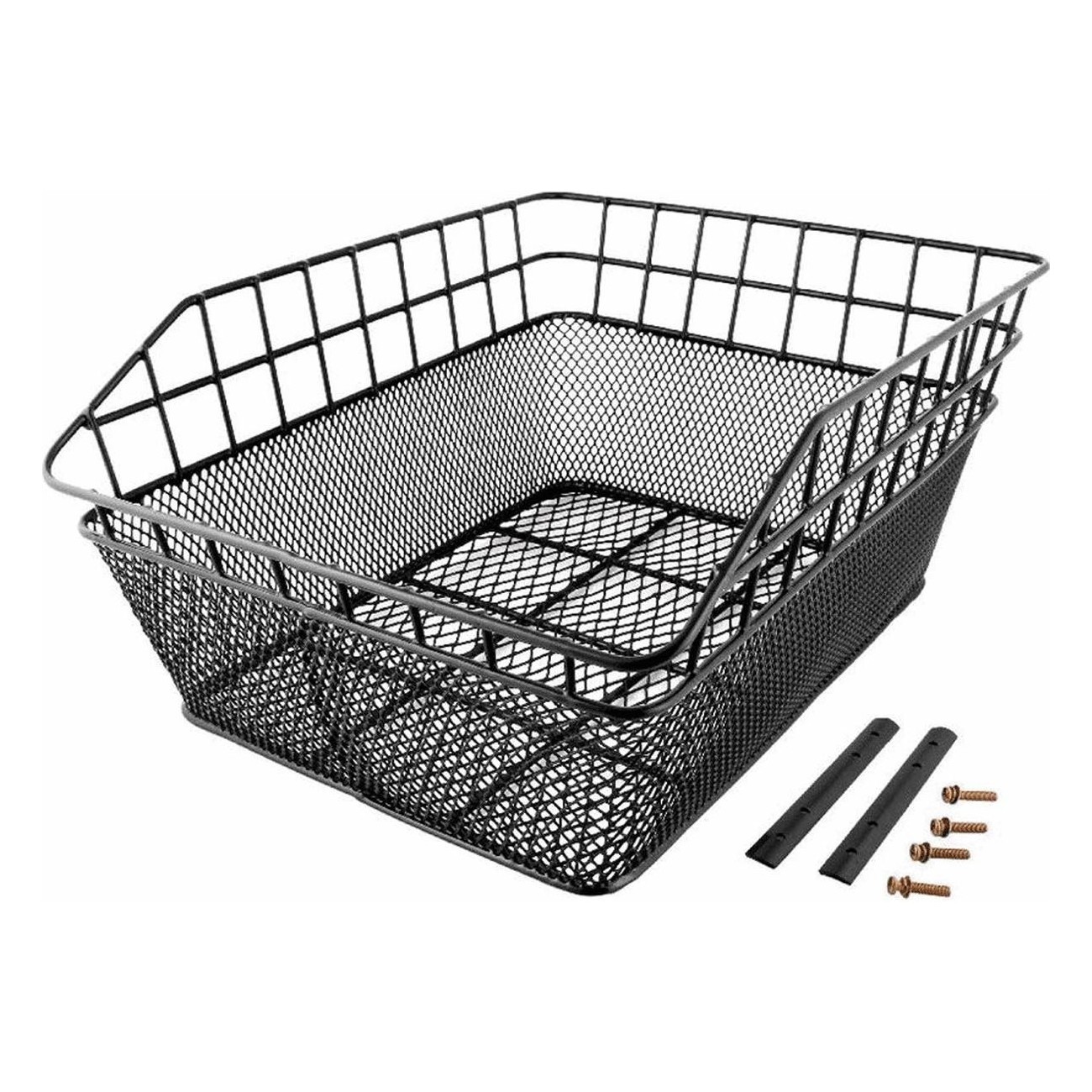 Rectangular Rear Basket 39x31x17 cm in Black Steel with MVTEK Mounting Kit - 1