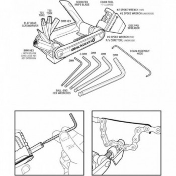 Kit Chiavi Multiuso 18 Funzioni con Smagliacatena, Coltello e Chiavi Torx per Ciclismo e Fai-da-te - 3 - Estrattori e strumenti 