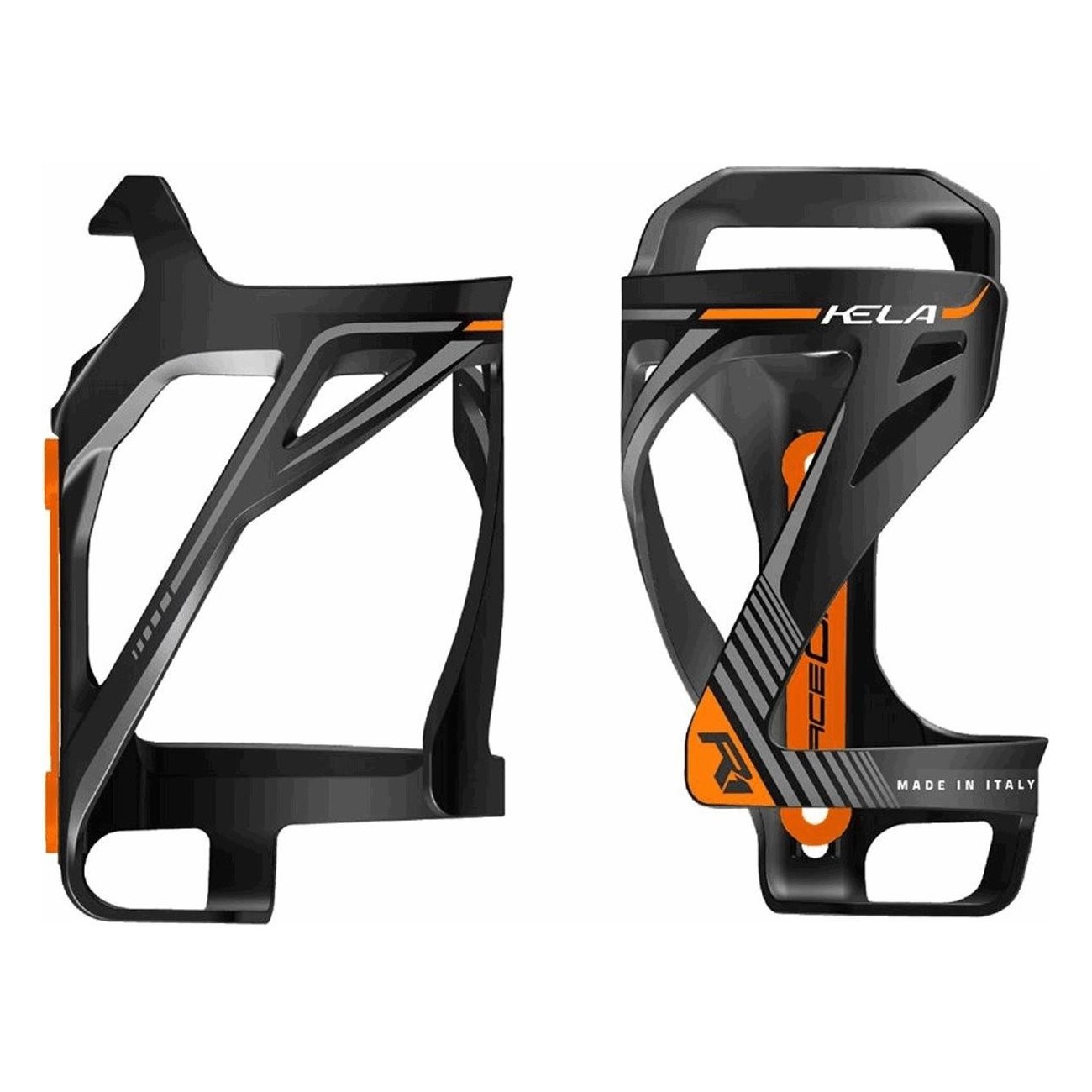 KELA Black/Orange Polycarbonate Bottle Holder 30g with Side Entry - RaceOne - 1