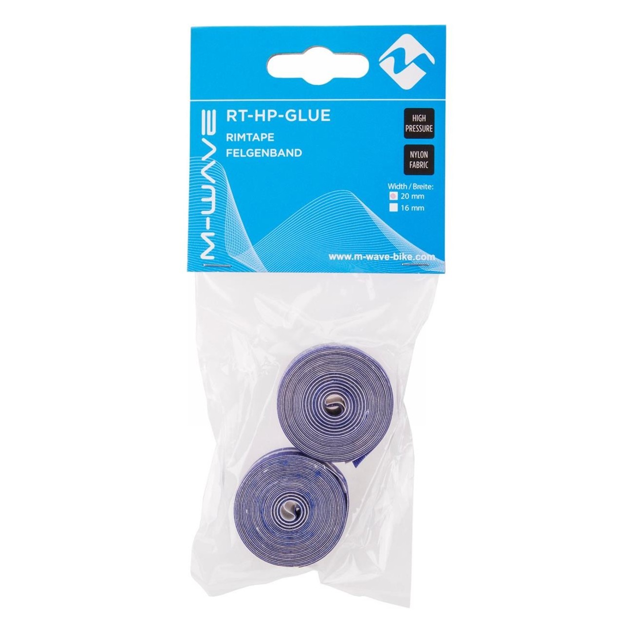 Cinta Autoadhesiva para Llanta de Nylon Azul 20mm x 12-28, Grosor 0,5mm - 3