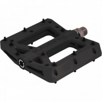 Black Nylon Cr-Mo MTB Flat Pedals, 105x105 mm, 350g, Chromoly Axle, 11 PIN - 1