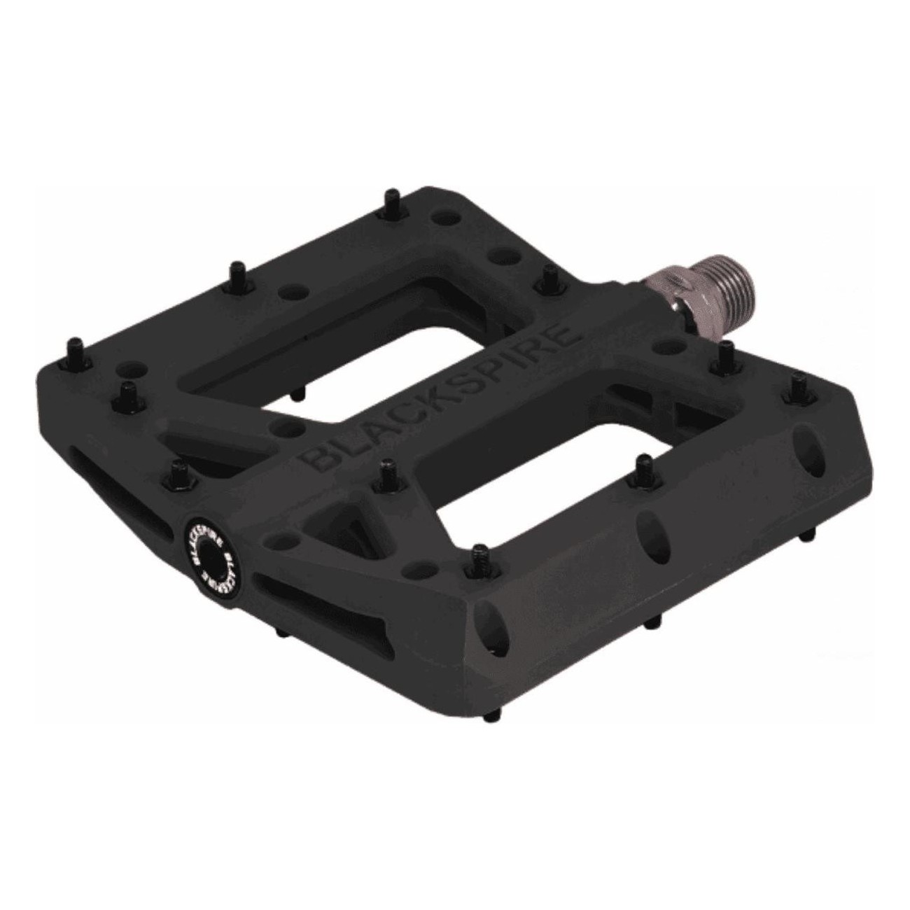 Black Nylon Cr-Mo MTB Flat Pedals, 105x105 mm, 350g, Chromoly Axle, 11 PIN - 1