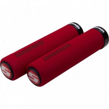 SRAM Locking Foam Grips 129 mm Red with Black Single Clamp and End Caps - 1