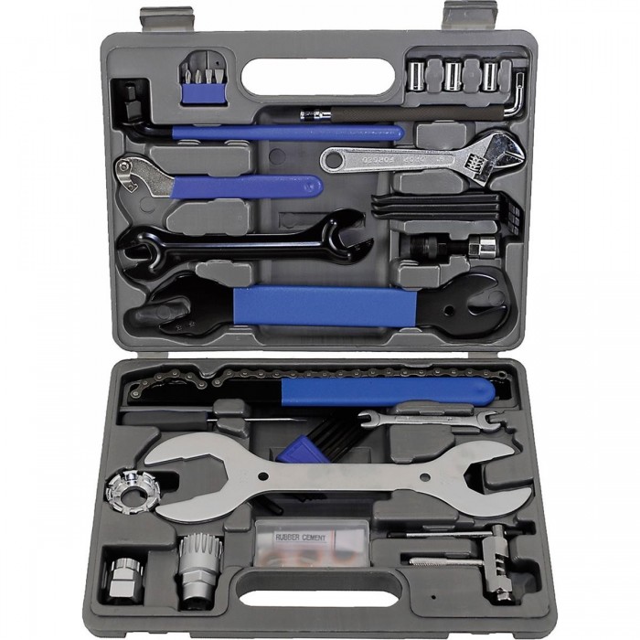 M-Wave 43-Piece Portable Bike Tool Kit - Complete Repair Tool Case Black - 1