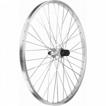 Rueda Trasera 26' de Aluminio para Bicicleta, Compatible con Cassette 7/8 Velocidades, QR Plata - 1