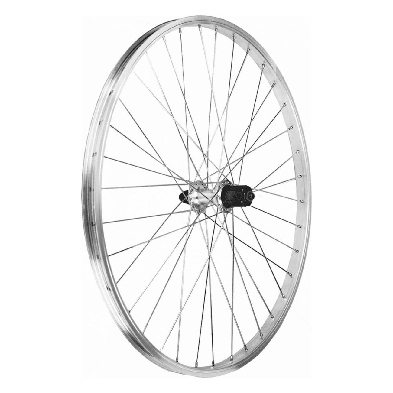 Rueda Trasera 26' de Aluminio para Bicicleta, Compatible con Cassette 7/8 Velocidades, QR Plata - 1