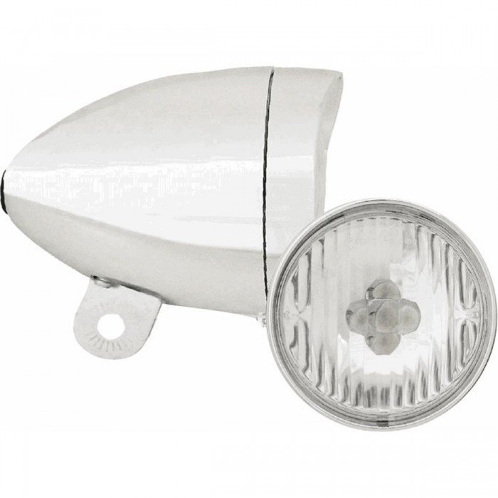 Phare Avant Vintage MVTEK à Piles avec 5 LED, Plastique Argent, Parabole 74mm - 1